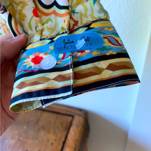 Vipavadee Multi Color Shirt Womens Size S Button Front Bohemian Artsy Cotton - Picture 6 of 8